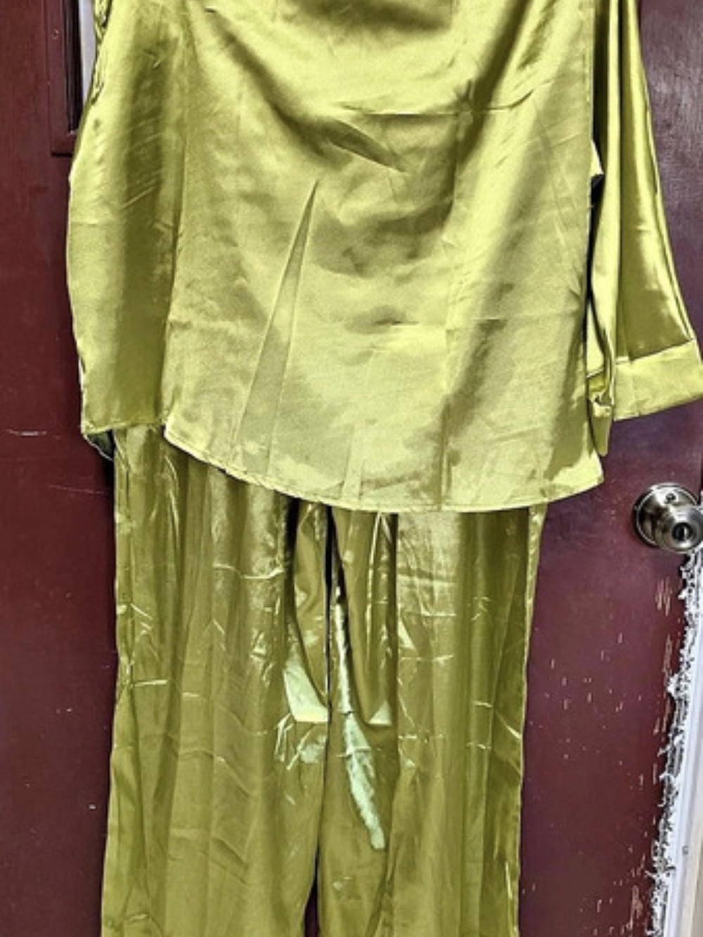 Green Polyester Wide-Leg Set - Picture 2 of 8